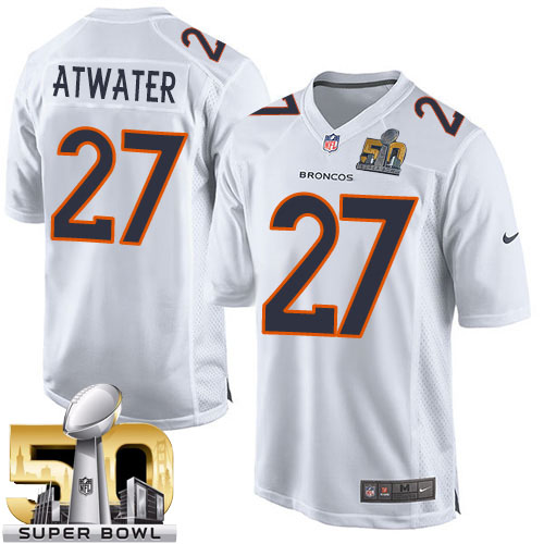 Men's Game Steve Atwater Super Bowl 50 Bound Nike Jersey White - #27 Event NFL Denver Broncos